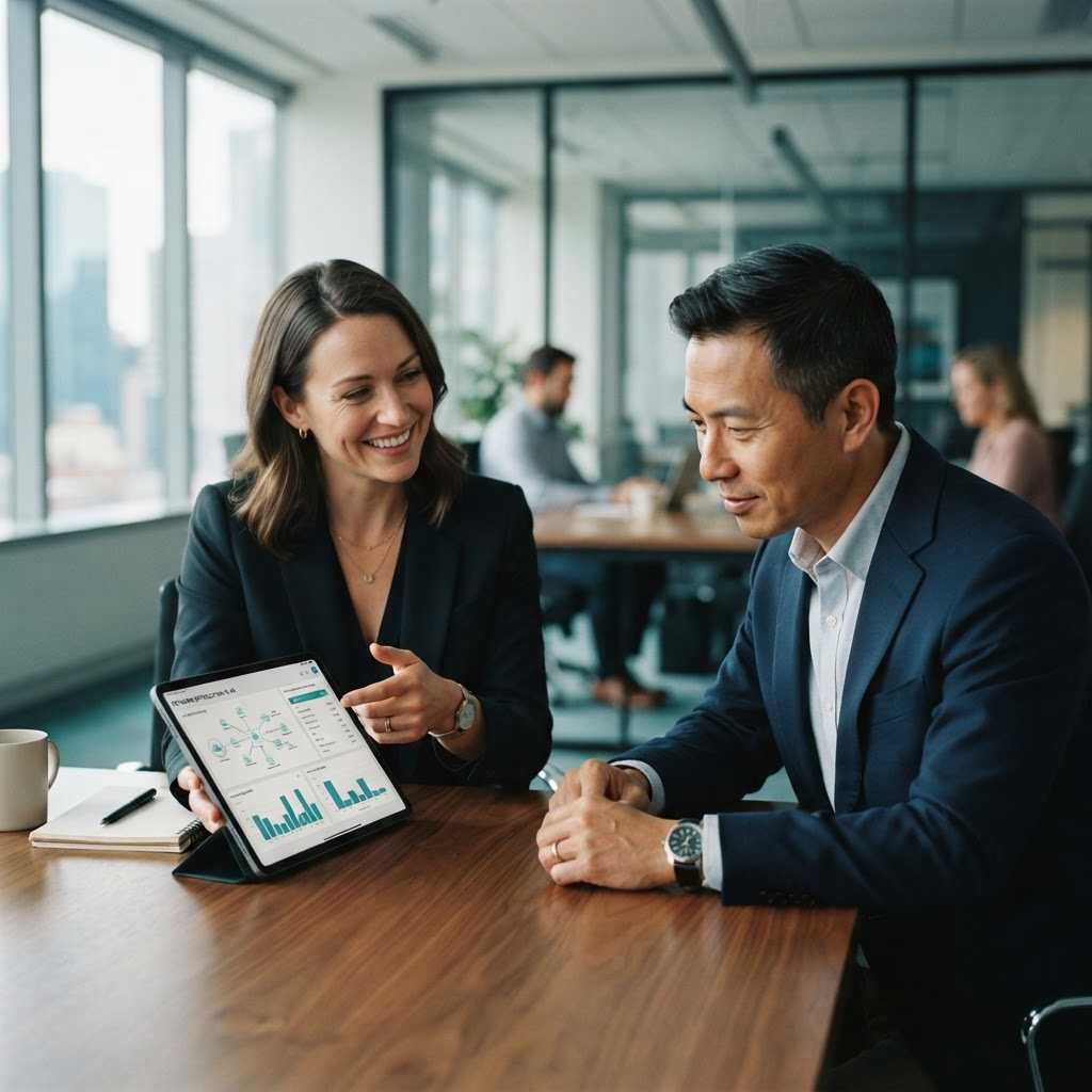 Telecom sales professionals at work